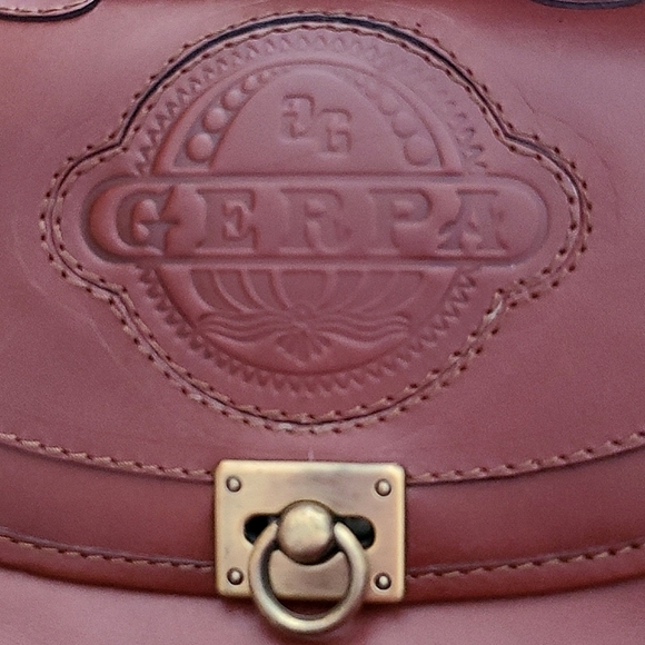 Vintage GERPA Real Brown Leather Purse Satchel Handbag Crossbody - Picture 14 of 15